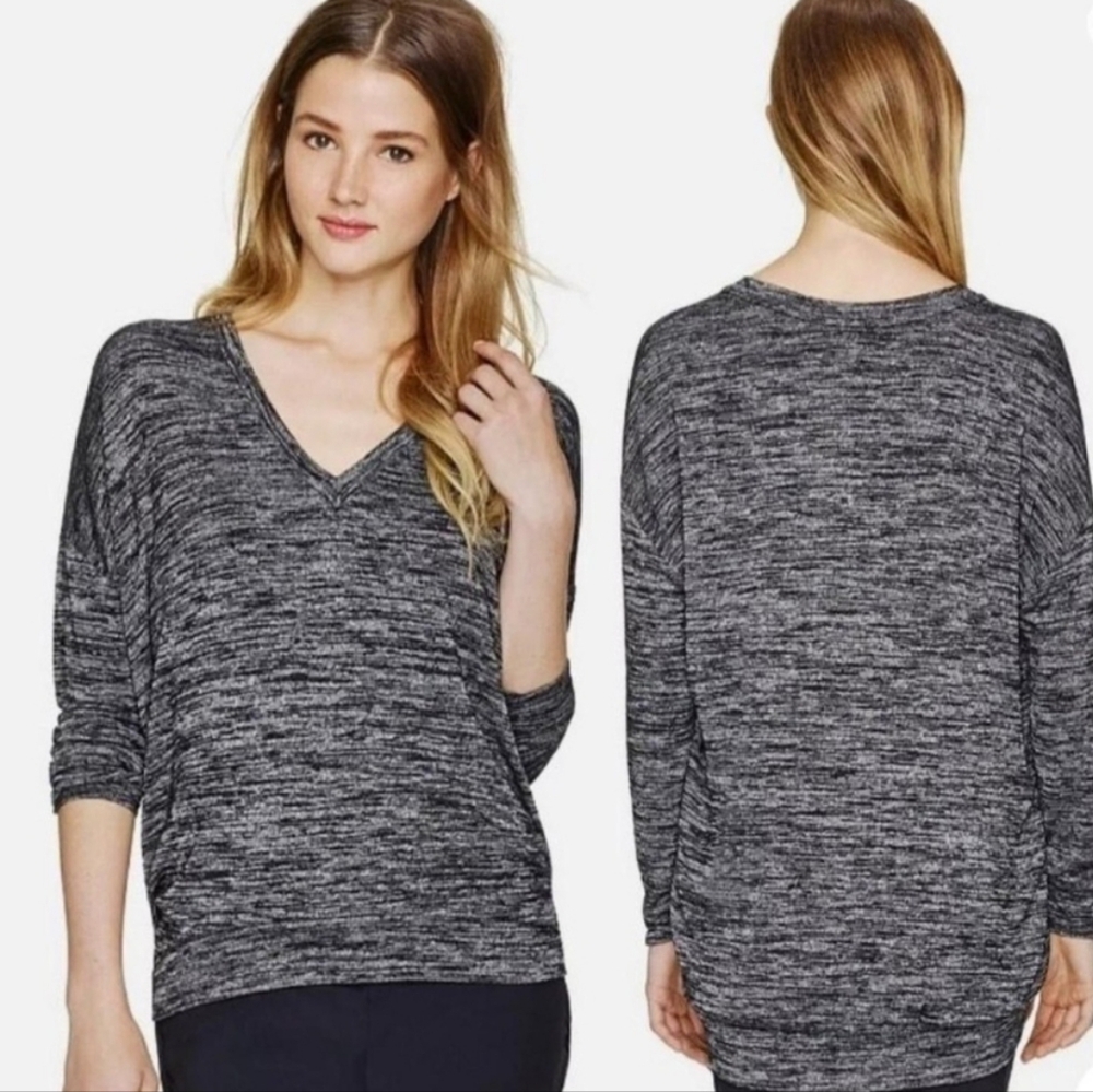 Aritzia Wilfred Free Devinette Top Vneck Slouchy Oversized Grey Black Size Small